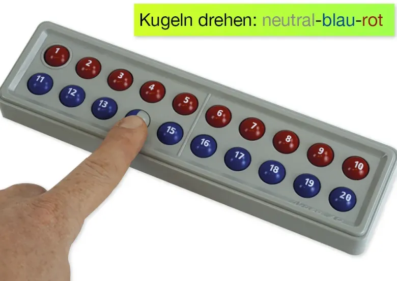 ABACO 20 mit Zahlen, rot-blau, Zähl- und Rechenrahmen