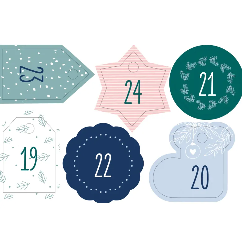 Bastelset "Adventskalender Basic", Stoffbeutel, 49-tlg.