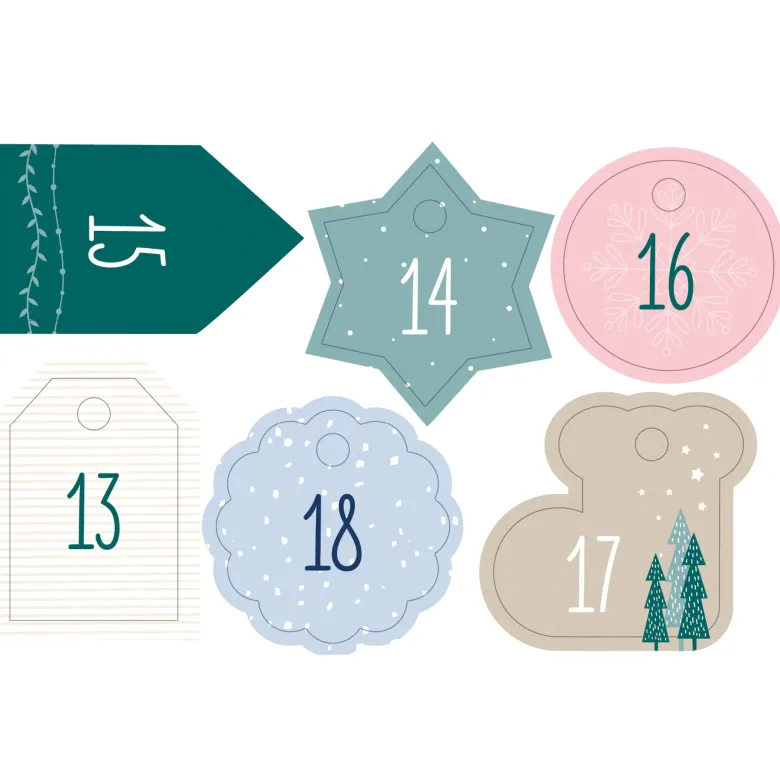Bastelset "Adventskalender Basic", Stoffbeutel, 49-tlg.