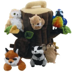Baumstamm-Haus mit Fingerpuppen-Set, 7-tlg.