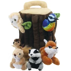 Baumstamm-Haus mit Fingerpuppen-Set, 7-tlg.