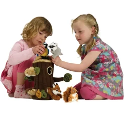 Baumstamm-Haus mit Fingerpuppen-Set, 7-tlg.