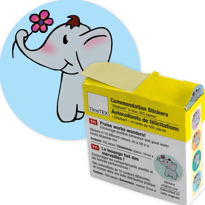 Belobigungs-Aufkleber "Elefant" in Spender-Box, 500 Stück