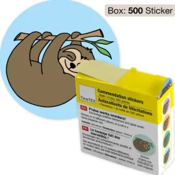 Belobigungs-Aufkleber "Faultier" in Spender-Box, 500 Stück
