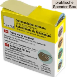 Belobigungs-Aufkleber "Faultier" in Spender-Box, 500 Stück