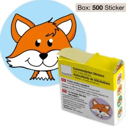 Belobigungs-Aufkleber "Fuchs" in Spender-Box, 500 Stück