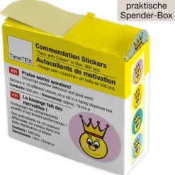 Belobigungs-Aufkleber "Gesicht mit Krone" in Spender-Box, 500 Stück