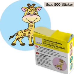 Belobigungs-Aufkleber "Giraffe" in Spender-Box, 500 Stück