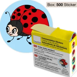 Belobigungs-Aufkleber "Marienkäfer" in Spender-Box, 500 Stück