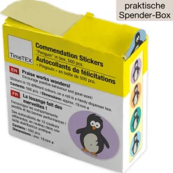 Belobigungs-Aufkleber "Pinguin" in Spender-Box, 500 Stück