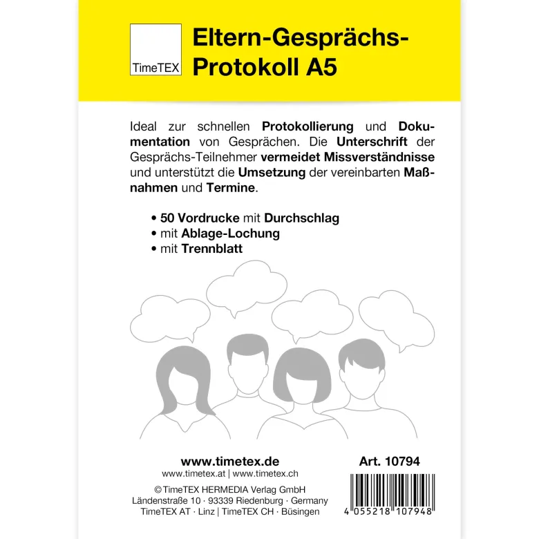 Block Eltern-Gesprächs-Protokoll A5, 50 Blatt mit Durchschlag