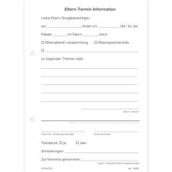 Block Eltern-Termin-Information A5, 50 Blatt mit Durchschlag