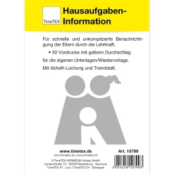Block Hausaufgaben-Information A6, 50 Blatt mit Durchschlag