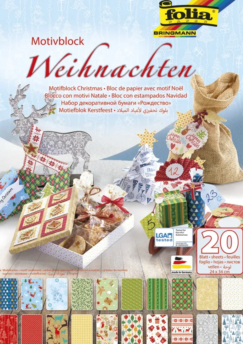 Block Motivkarton "Weihnachten" 24x34 cm, 20 Blatt