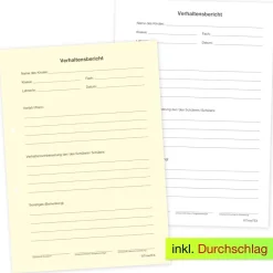 Block Verhaltensberichte A5, 50 Blatt mit Durchschlag