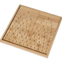 Bruchrechen-Blöcke, linear, aus Holz, 78-tlg. im Rahmen