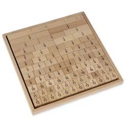 Bruchrechen-Blöcke, linear, aus Holz, 78-tlg. im Rahmen