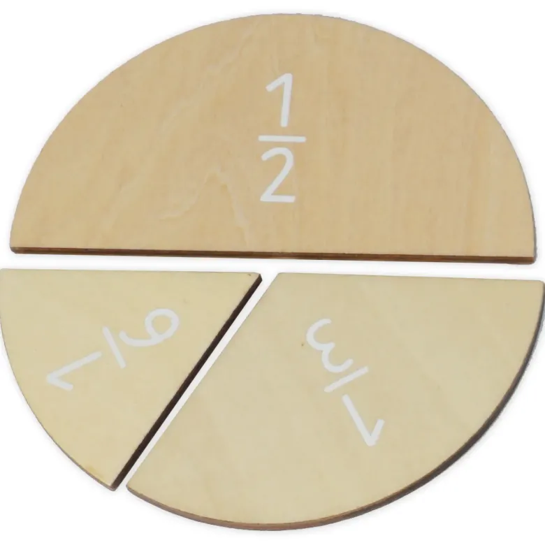 Bruchrechen-Kreise aus Holz, mit Einlagekreis, 150 mm ø, 30-tlg.