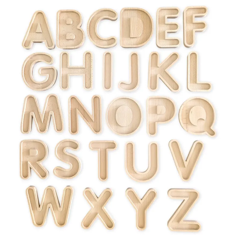 Buchstaben-Schalen A-Z aus Holz, 26-tlg.