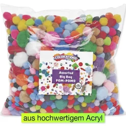 Buntes Pompons-Sortiment, 1.200-tlg.