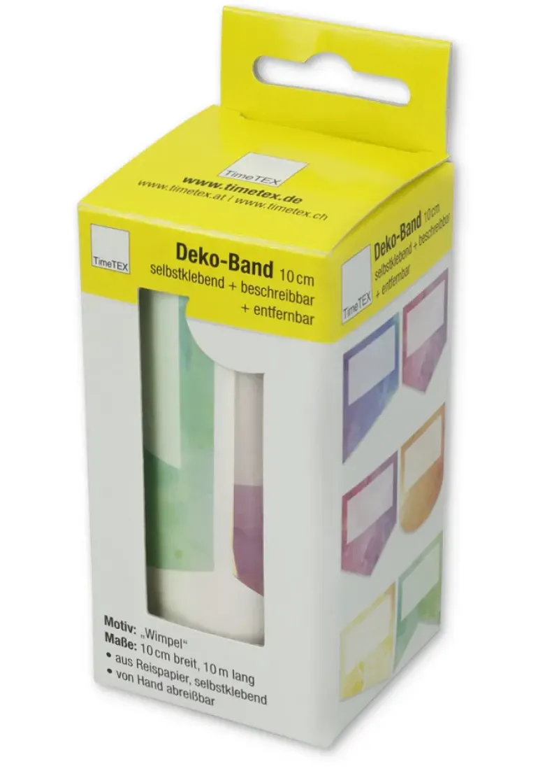 Deko-Band Reispapier 10 cm, selbstklebend + beschriftbar, 10m