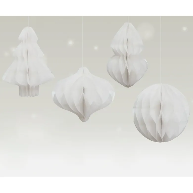 Deko-Set "Weihnachten Honeycomp" aus Papier, 4-tlg.