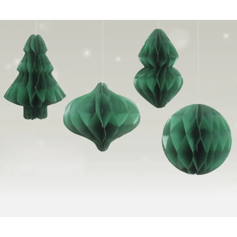Deko-Set "Weihnachten Honeycomp" aus Papier, 4-tlg.