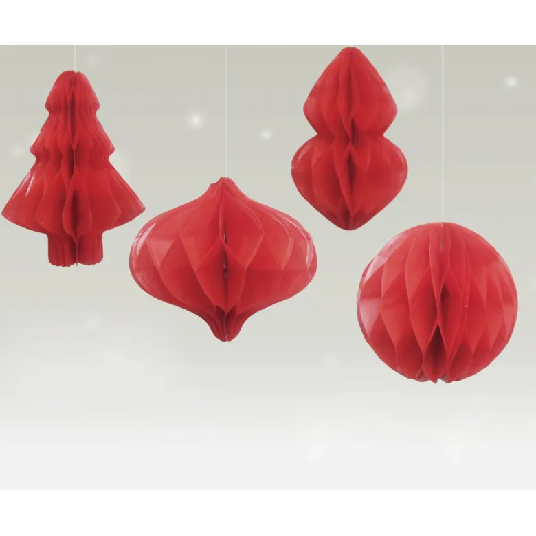 Deko-Set "Weihnachten Honeycomp" aus Papier, 4-tlg.