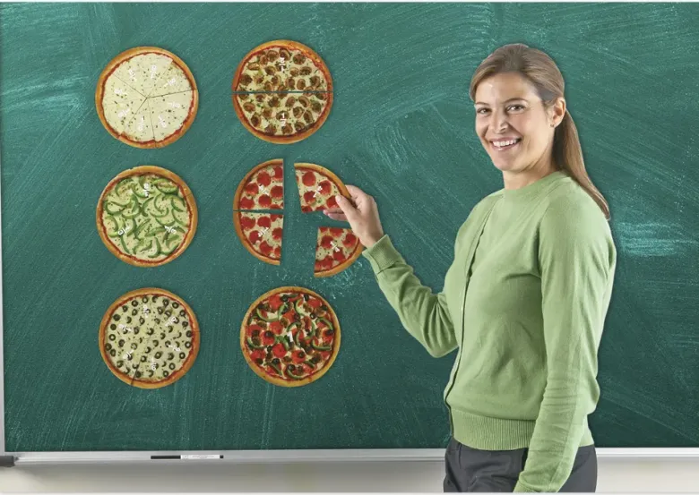 Demo-Bruchrechen-Kreise "Pizza", 200 mm ø, magnetisch, 24-tlg.