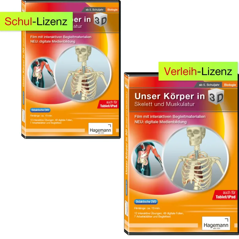 Didaktische DVD "Unser Körper in 3D: Skelett und Muskulatur", tabletfähig
