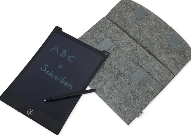 Digitale Schiefertafel SD "A4-XS", schwarzes Display, mit Filz-Hülle