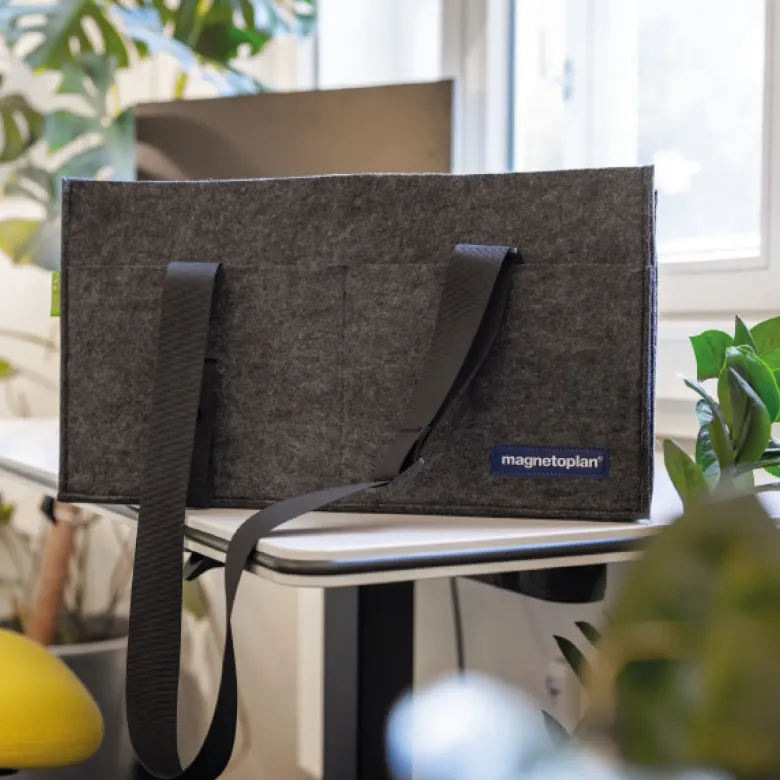 Fächer-Tasche aus Filz, faltbar, anthrazit