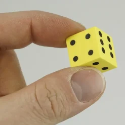 Flüster-Spielwürfel Satz, 10-tlg., gelb, 17 mm, mit Augen