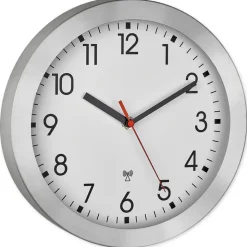 Funk-Schuluhr mit Alu-Rahmen, silber, 25 cm ø