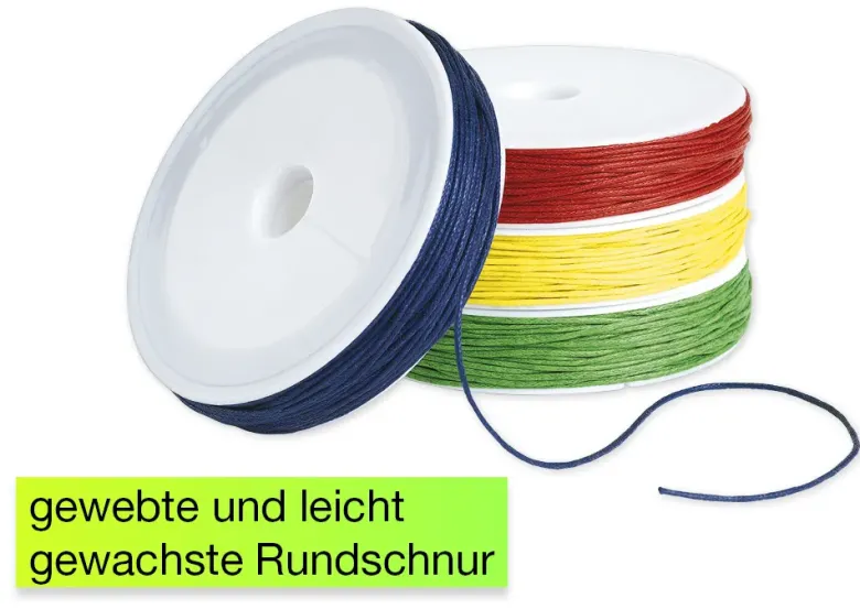 Gewachste Fädelschnur, 4 Farben à 25 m
