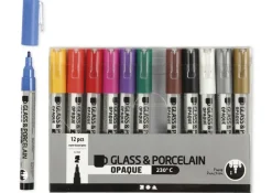 Glas- und Porzellanmaler halbdeckend, Strichstärke 1-2 mm, 12 Stück