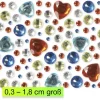 Glitzer-Steine "Rote Herzen und mehr", selbstklebend, 105-tlg.