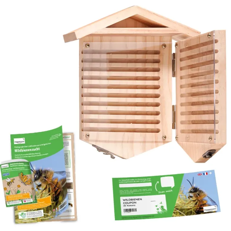 Gutschein-Set "Wildbienen" kompakt zum Aufklappen, Rote Mauerbiene, 4-tlg.