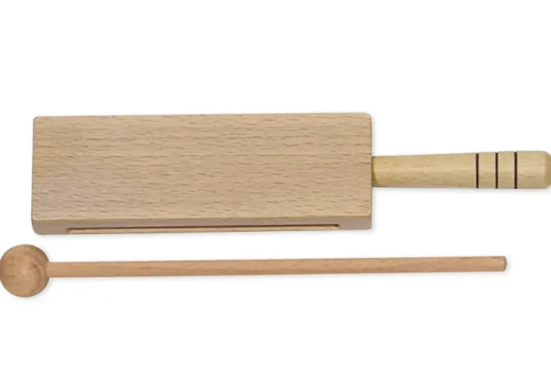 Holzblock-Trommel mit Griff und Rundholz, 20x4x1,5 cm