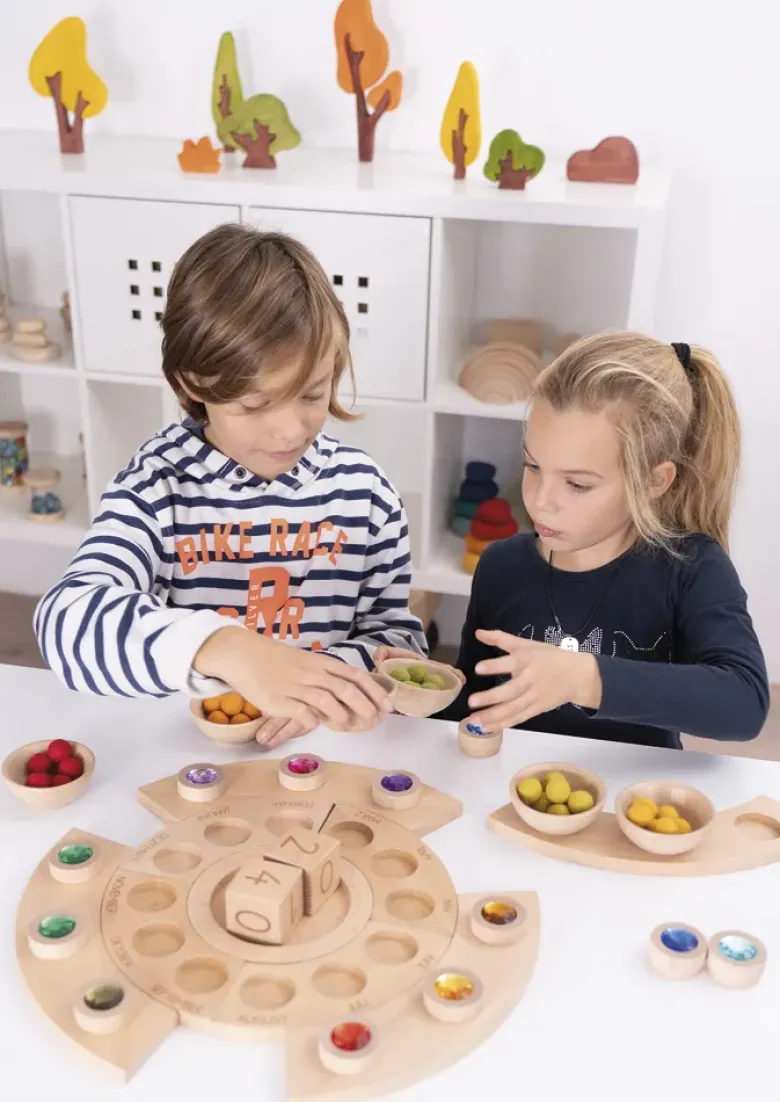 Holz-Funkelsteine "Regenbogen" für Jahreszeiten-Kreis, 13-tlg.