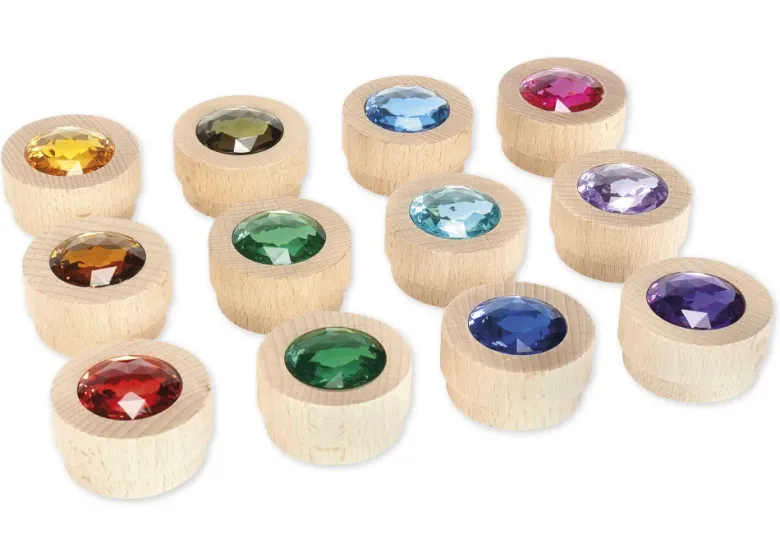 Holz-Funkelsteine "Regenbogen" für Jahreszeiten-Kreis, 13-tlg.