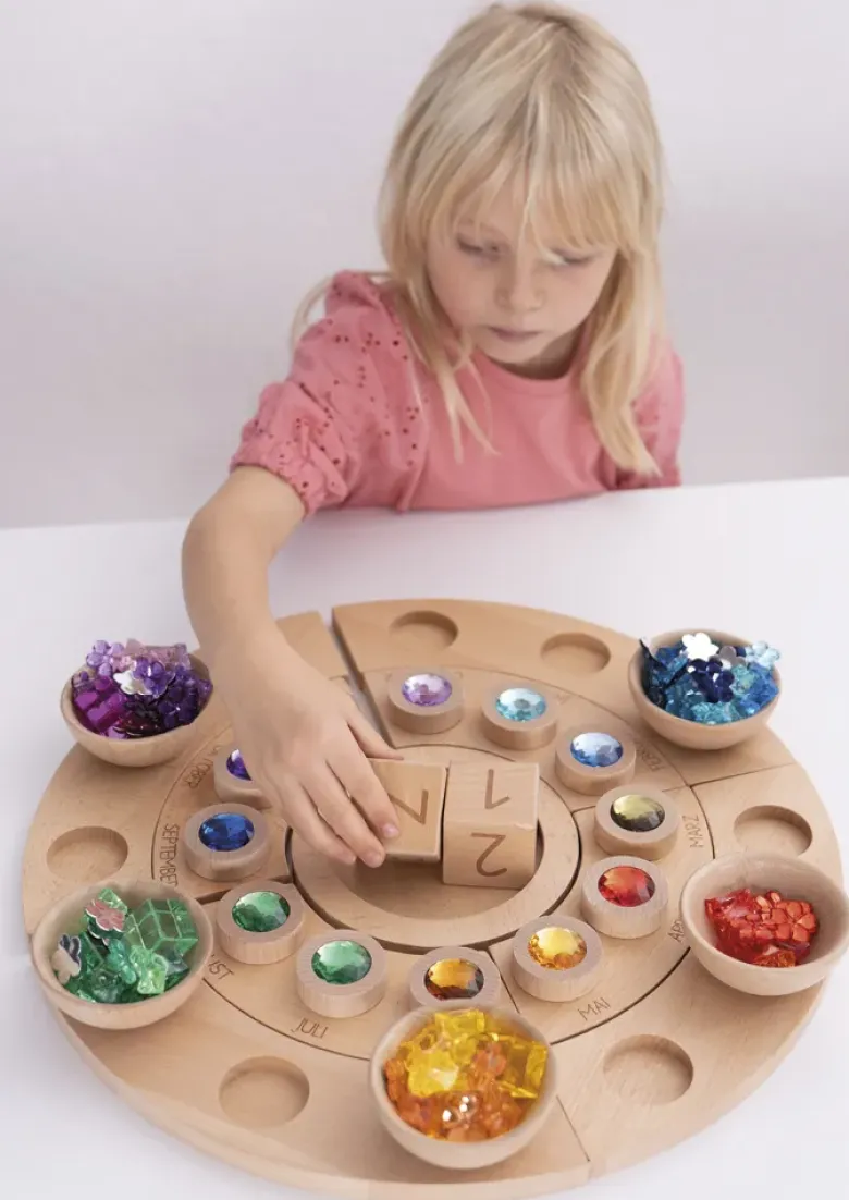 Holz-Funkelsteine "Regenbogen" für Jahreszeiten-Kreis, 13-tlg.