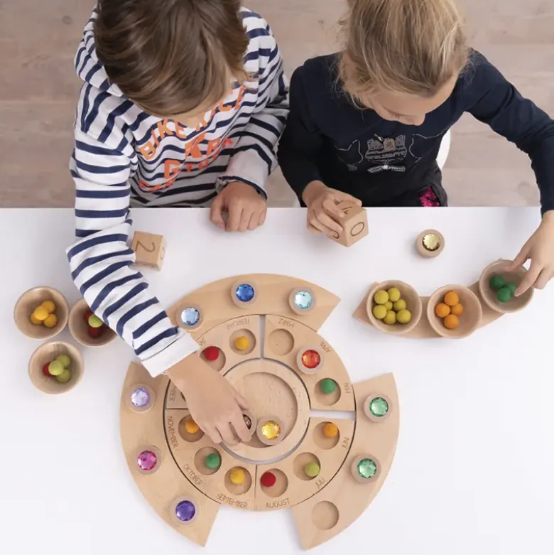 Holz-Funkelsteine "Regenbogen" für Jahreszeiten-Kreis, 13-tlg.