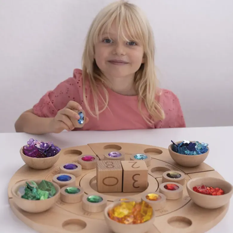 Holz-Funkelsteine "Regenbogen" für Jahreszeiten-Kreis, 13-tlg.
