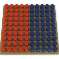 Hunderter-Steckbrett mit Türmchen, 100-er Zahlenraum, rot-blau, 101-tlg.
