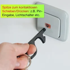 Hygiene-Haken mit Beschichtung und Schlüsselring, schwarz