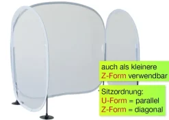 Hygiene-Schutzaufsteller Basic U-Form, 3-fache Trennwand