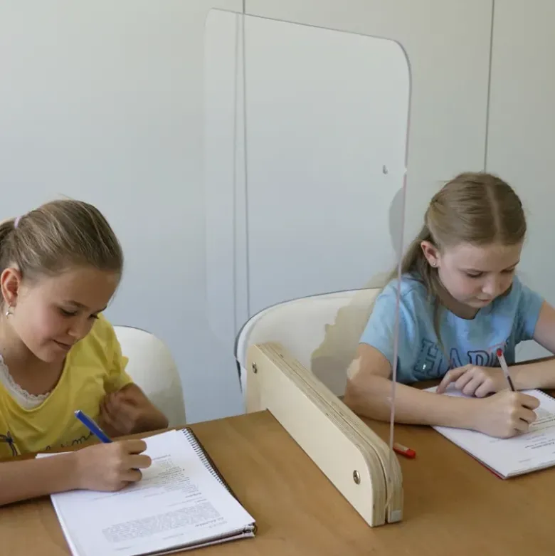 Hygiene-Schutzwand Flexaform für Tische, transparent