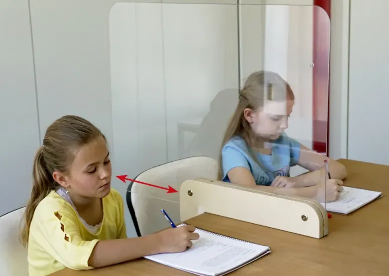 Hygiene-Schutzwand Flexaform für Tische, transparent