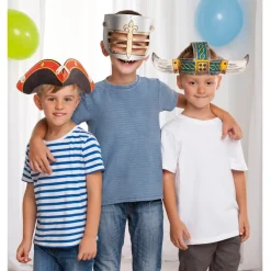 Kinderhüte "Abenteuer" aus Pappe, weiß, 3 Stück